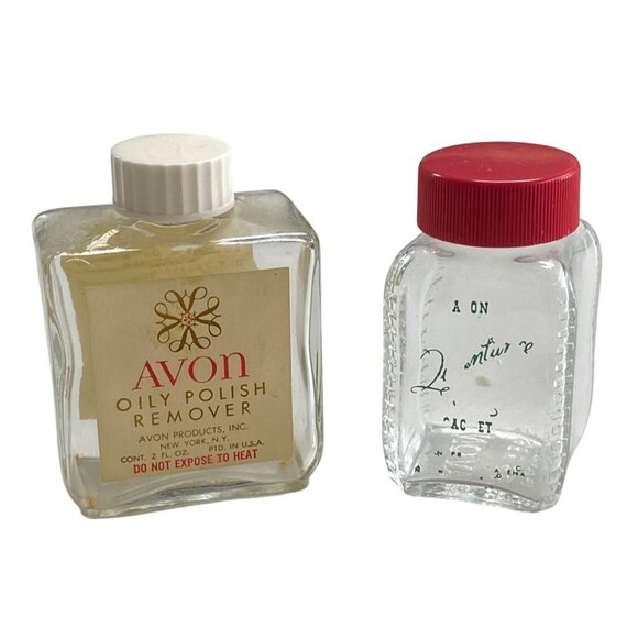 Vintage Avon Oily Polish Remover Glass Bottles Set - Picture 1 of 6
